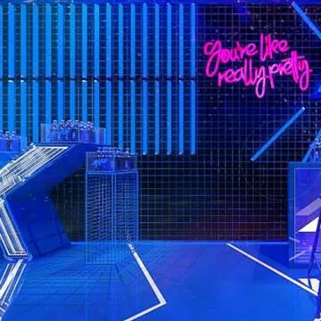 Lucky space Neon Sign Moon LED Light Up for All Decor-Led Light Signs for Bedroom (Rose-Red, you're like really pretty)