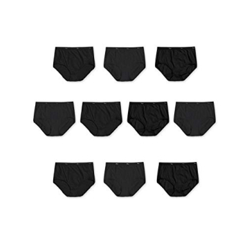 Hanes Women's Cotton Brief Underwear - 10 Pack, Soft Black, Size 6