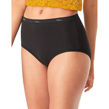 Hanes Women's Cotton Briefs - 10 Pack, Size 6 Black