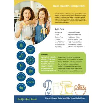 Natura Fiber, All-Natural Organic Fiber Powder Supplement, Plant-Based Whole Food Ingredients, No Artificial Colors or Flavors