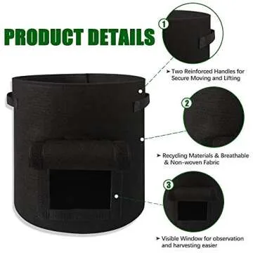 Dchant&Wiiiisen Potato Grow Bags 3 Pack 7 Gallon Plant Grow Bag with Window Flap Breathable Planting and Two Handles Thickened Non-Woven Fabric Gardening Plant Containers for Vegetables & Flowers