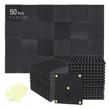 Focusound 50 Pack Acoustic Foam Panels - Soundproofing