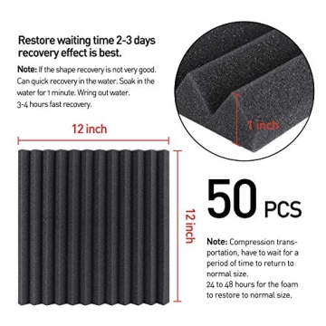 Focusound 50 Pack Acoustic Foam Panels - Soundproofing