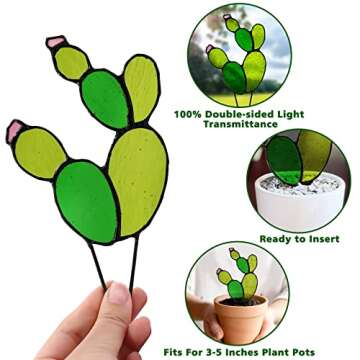 Stunning Tuitessine Stained Glass Cactus Decor for Gifts