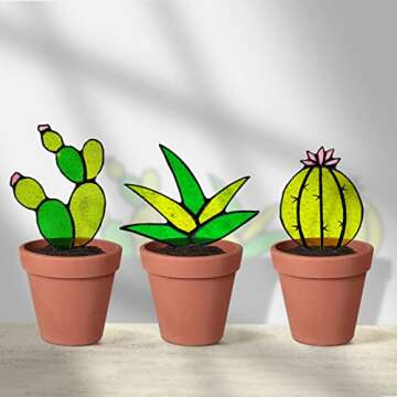 Stunning Tuitessine Stained Glass Cactus Decor for Gifts