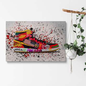 Banksy Sneaker Wall Art - Framed Pop Art Decor