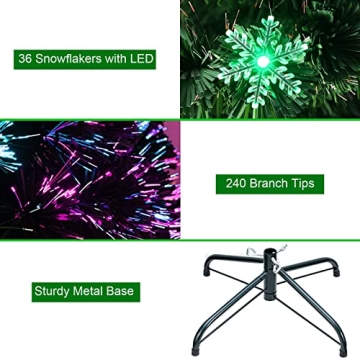 6FT Colorful Fiber Optic Christmas Tree with LED Lights