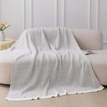 MH MYLUNE HOME Ultra Soft Ribbed Throw Blanket for Couch 50x60 Inches Luxurious Super Cozy Fluffy Mi...