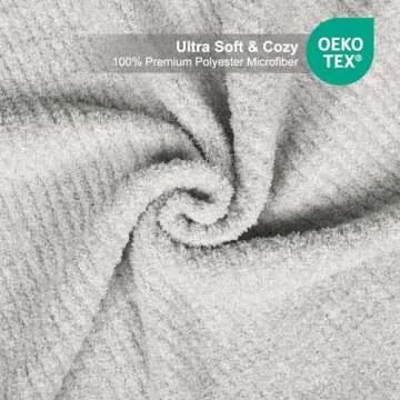 MH MYLUNE HOME Ultra Soft Ribbed Throw Blanket for Couch 50x60 Inches Luxurious Super Cozy Fluffy Microfiber Blanket Plush Warm Reversible Throw Blankets for Sofa Bed - Gray 50 x 60 Inches