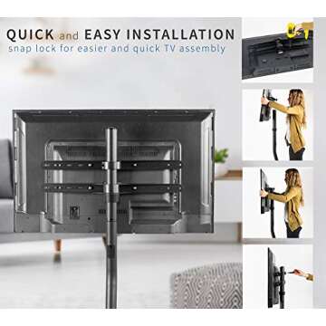 VIVO Space Saving 49 to 70 inch LED LCD Studio TV Display Stand, Television Mount with V-Base, Holds VESA up to 600x400, Black STAND-TV70B