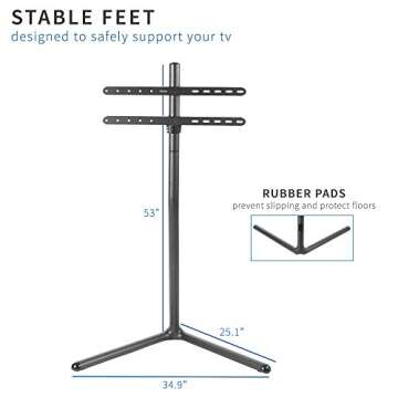 VIVO Space Saving 49 to 70 inch LED LCD Studio TV Display Stand, Television Mount with V-Base, Holds VESA up to 600x400, Black STAND-TV70B