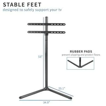 VIVO Space Saving 49 to 70 inch LED LCD Studio TV Display Stand, Television Mount with V-Base, Holds VESA up to 600x400, Black STAND-TV70B