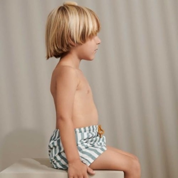 LDIOIF Boys Quick Dry Swim Trunks Green Striped 5-6Y