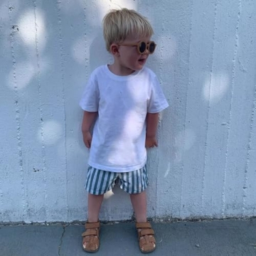 LDIOIF Boys Quick Dry Swim Trunks Green Striped 5-6Y