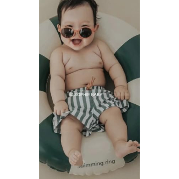 LDIOIF Boys Quick Dry Swim Trunks Green Striped 5-6Y