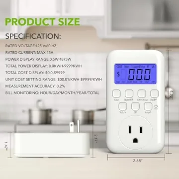 HBN Watt Meter Plug - Accurate Energy Monitor with Backlight