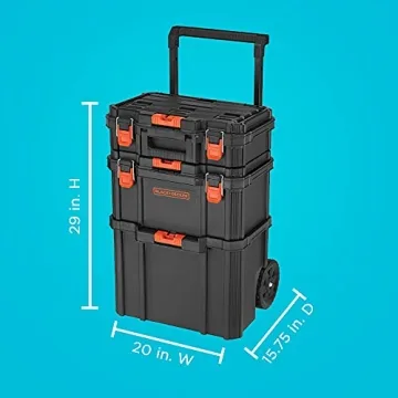 beyond by BLACK+DECKER BLACK+DECKER BDST60500APB Stackable Storage System - 3 Piece Set (Small, Deep Toolbox, and Rolling Tote)