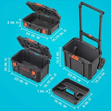 beyond by BLACK+DECKER BLACK+DECKER BDST60500APB Stackable Storage System - 3 Piece Set (Small, Deep Toolbox, and Rolling Tote)