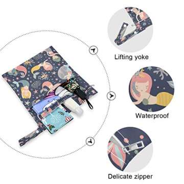 KEEPRREAL Mermaid Wet Dry Bag Set for Travel, Diapers