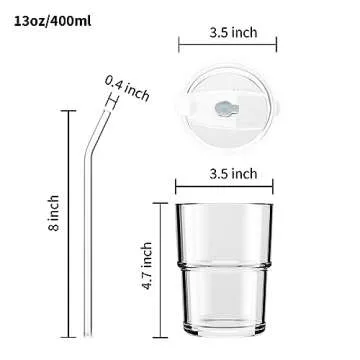 BLUEPOLAR 13oz Glass Tumbler with Lids and Straws