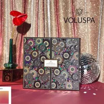 Voluspa Japonica Archive 12 Pc Votive Scented Candles Gift Set, 1.25 oz Each, Scented Candles for Home, 15 Hour Burn Time per Candle, Candle Jars Box