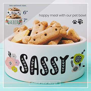 Personalized Dog Bowl w/Name, Ceramic Bowl for Dogs and Cats, 2 Sized for Small and Large Dogs - Pet...