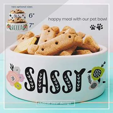 Personalized Dog Bowl w/Name, Ceramic Bowl for Dogs and Cats, 2 Sized for Small and Large Dogs - Pet...