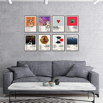 ASTRDECOR Kanye Album Cover Posters Set of 8 for Room