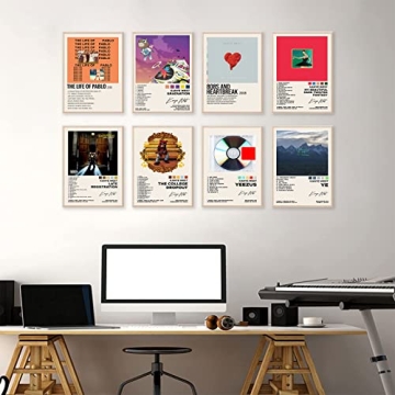 ASTRDECOR Kanye Album Cover Posters Set of 8 for Room