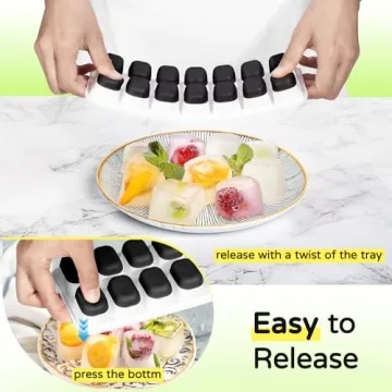 Ice Cube Tray 5 Pack - Stackable Silicone Trays with Lid