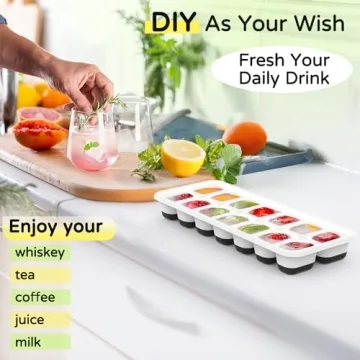 Ice Cube Tray 5 Pack - Stackable Silicone Trays with Lid