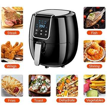 Gluck 7QT Air Fryer, 7-in-1 Classic Air Fryer Oven, 1800W Touch Airfryer with Nonstick Detachable Double Basket, Cooking Rack, Cooking Tong (20QT)