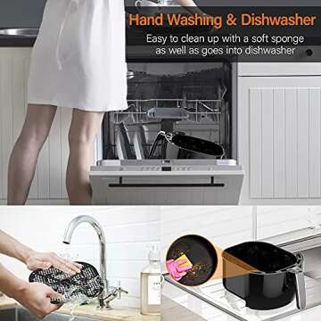 Gluck 7QT Air Fryer, 7-in-1 Classic Air Fryer Oven, 1800W Touch Airfryer with Nonstick Detachable Double Basket, Cooking Rack, Cooking Tong (20QT)