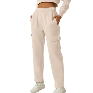Comfortable QINSEN Women's Beige Pocket Sweatpants