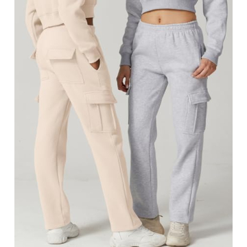 Comfortable QINSEN Women's Beige Pocket Sweatpants
