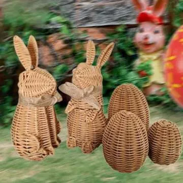 SM SunniMix Easter Bunny Decor Standing Bunny with Egg Supplies Desktop Figurine Bunny Statue for Festive Living Room Display Theme Party