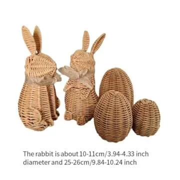 SM SunniMix Easter Bunny Decor Standing Bunny with Egg Supplies Desktop Figurine Bunny Statue for Festive Living Room Display Theme Party