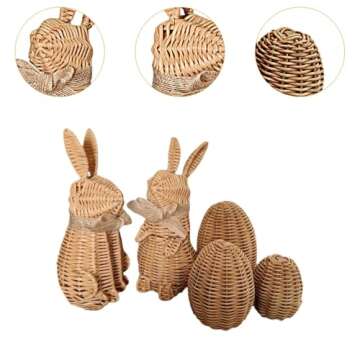 SM SunniMix Easter Bunny Decor Standing Bunny with Egg Supplies Desktop Figurine Bunny Statue for Festive Living Room Display Theme Party