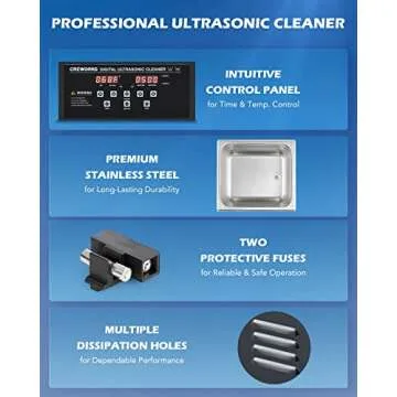 CREWORKS 15L Digital Ultrasonic Cleaning Machine with Degas and Gentle Mode, 360W Ultrasonic Cleaner with Heater and Timer, 40kHz Ultrasound Cleaner for Industrial Parts Carburetor Auto Tool