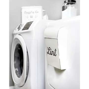 AuldHome Design Farmhouse Enamelware Lint Holder Bin; Distressed White Laundry Room Decor