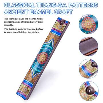 Enameled Incense Stick Holder, Ceramic Handicraft Incense Burner Holder with Ash Catcher, Incense Tr...