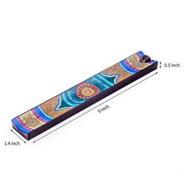 Enameled Incense Stick Holder, Ceramic Handicraft Incense Burner Holder with Ash Catcher, Incense Tray for Sticks, 9 inches (Thang-ga)