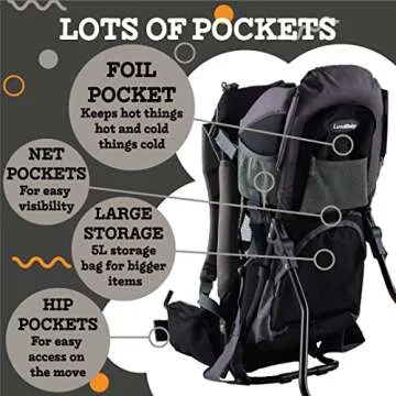Hiking Baby Carrier Backpack with Sun Hood and Insulated Pocket