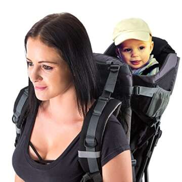 Hiking Baby Carrier Backpack with Sun Hood and Insulated Pocket