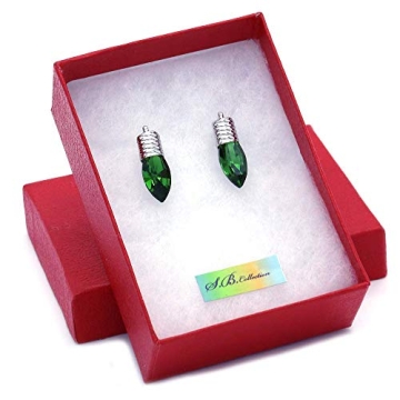 SoulBreezeCollection Happy Xmas Merry Christmas Winter Gift Light Bulb Ornament Earrings Jewelry (Stud - Green)