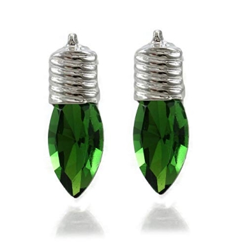 SoulBreezeCollection Happy Xmas Merry Christmas Winter Gift Light Bulb Ornament Earrings Jewelry (Stud - Green)