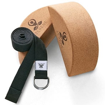 Eco-Friendly Cork Yoga Blocks with Strap for Enhanced Flexibility