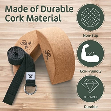 Eco-Friendly Cork Yoga Blocks with Strap for Enhanced Flexibility