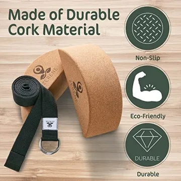 Eco-Friendly Cork Yoga Blocks with Strap for Enhanced Flexibility