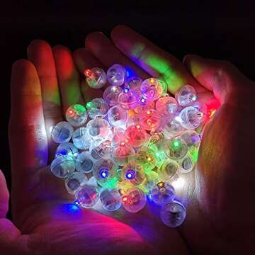 100 Pcs Multicolor LED Balloon Light, Rainbow Colored Round Led Flash Mini Ball Light for Paper Lantern Balloon, Indoor Outdoor Party Event Fun Birthday Party Wedding Halloween Christmas Decorations